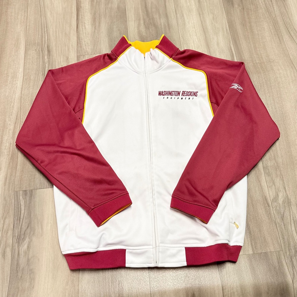 Reebok NFL Washington Redskins Equipment Track Jacket White Burgundy Mens XL